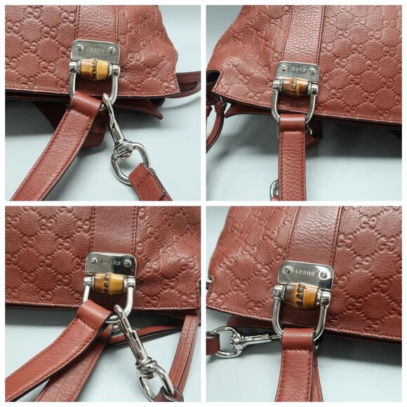 GUCCI Brick Red Leather Satchel 430-010325 - Picture 6 of 11